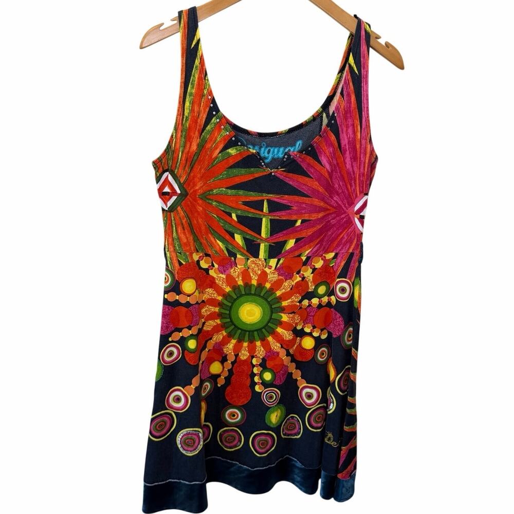 Desigual Y2K Boho Multicolor Geometric Printed Sleeveless A-Line Mini Dress XS - Picture 9 of 16